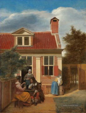 Dorfhaus Genre Pieter de Hooch Ölgemälde